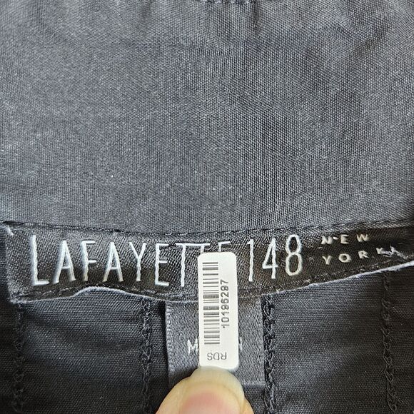 Lafayette 148 New York Blouse Women 14 Black Sequins Embroidered Striped FLAWED - Picture 8 of 16